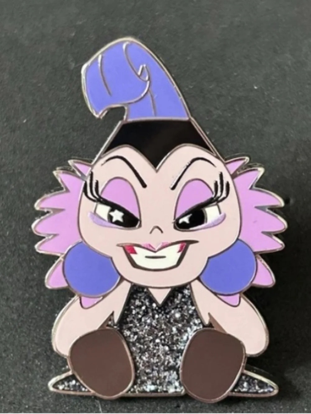 Disney Lavender & Black Enamel Cartoon Character Brooch